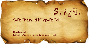 Sáhin Árpád névjegykártya
